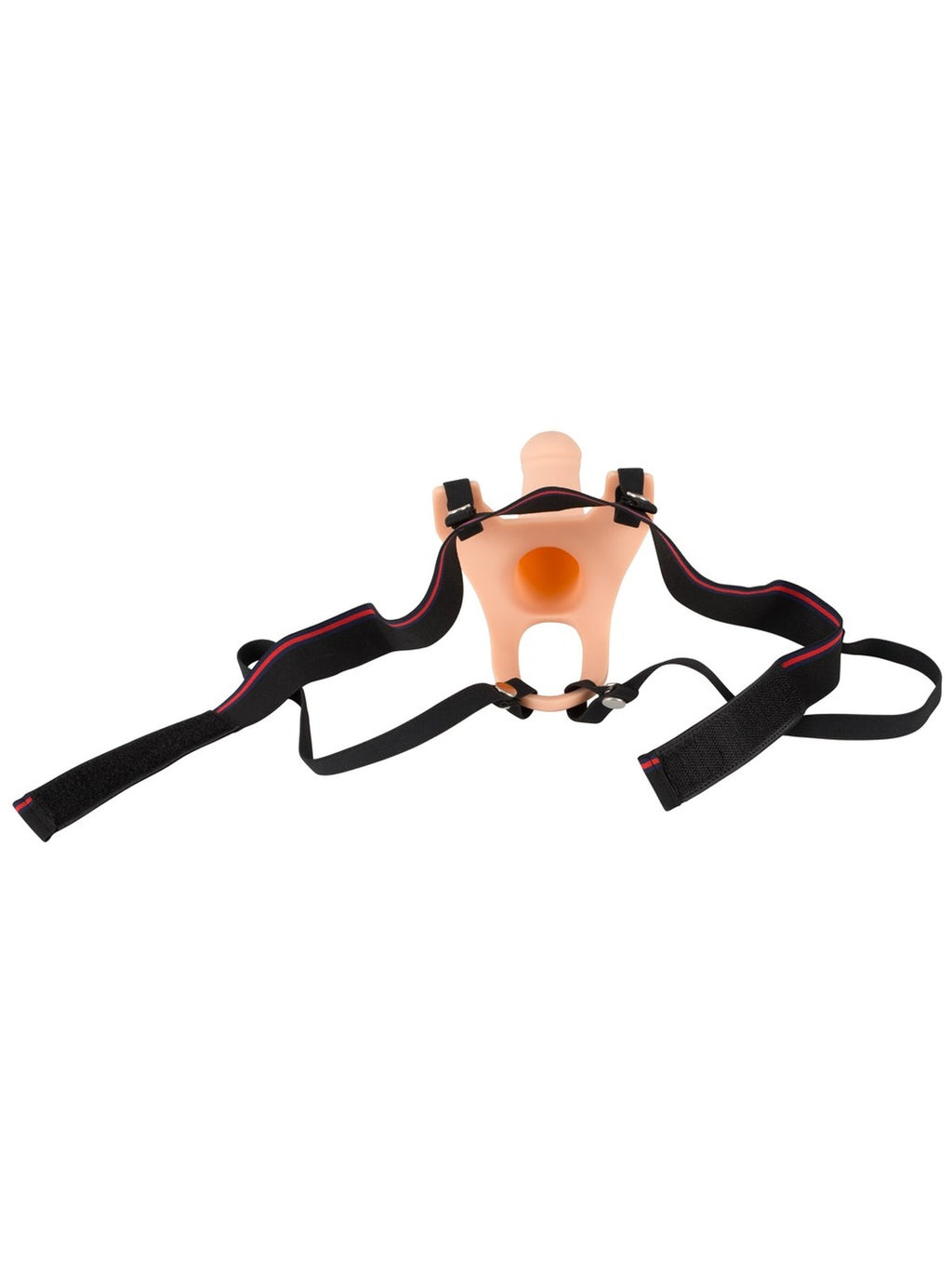 Strap-on oco em silicone com arnês e anel, 13,5 cm – Pele clara · You2Toys (foto 2)