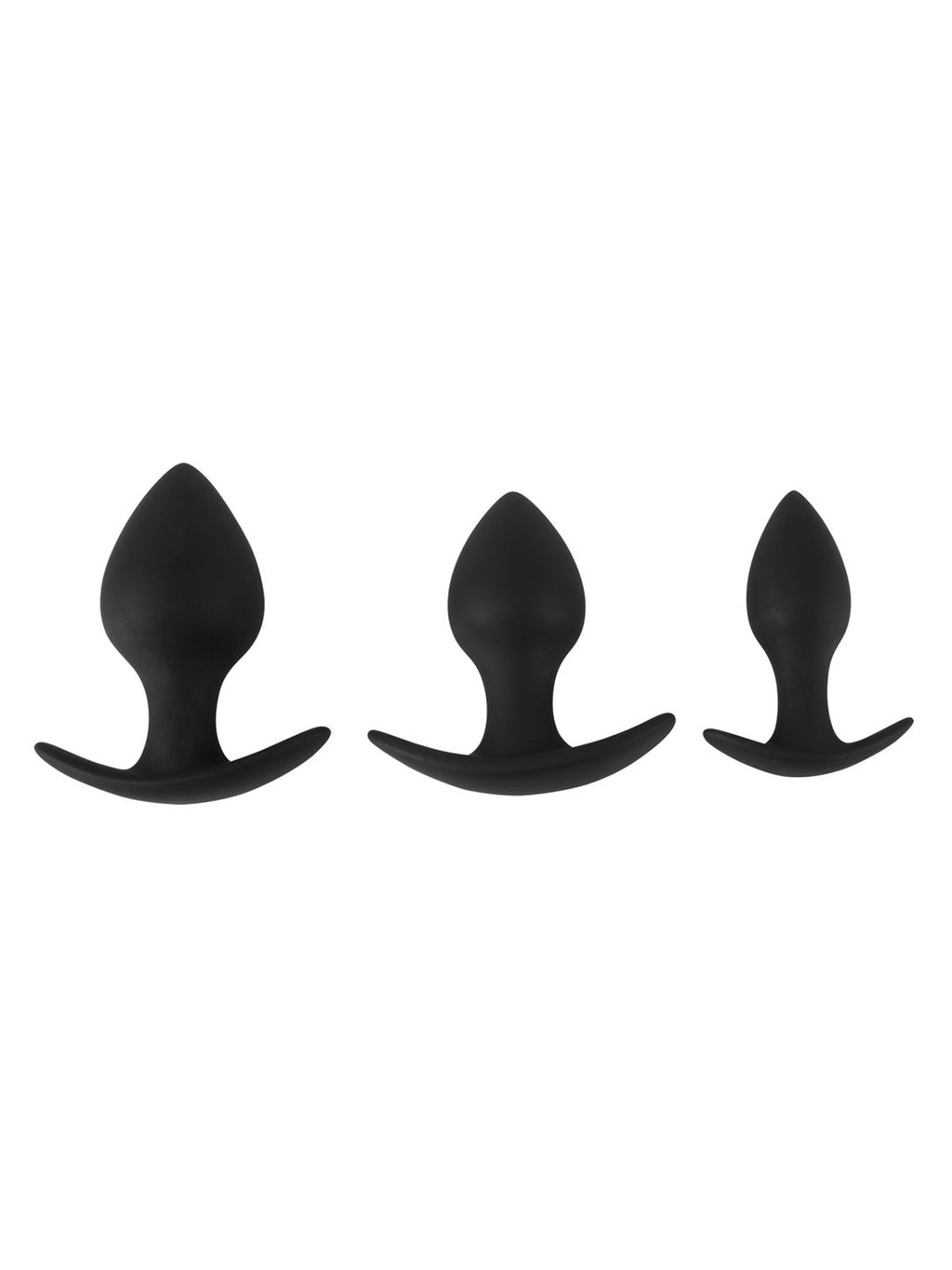 Conjunto de 3 plugs de silicone, tamanhos progressivos – Preto · Black Velvets