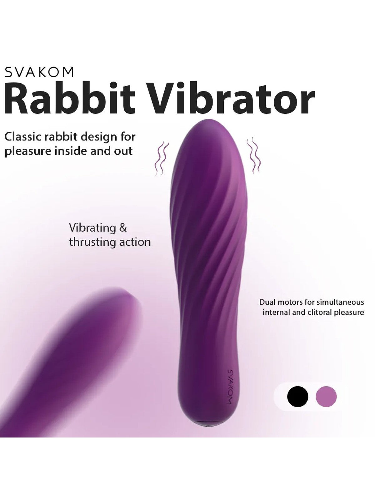 Mini vibrador de silicone com relevos, 10 modos – Lilás · SVAKOM Tulip (foto 4)