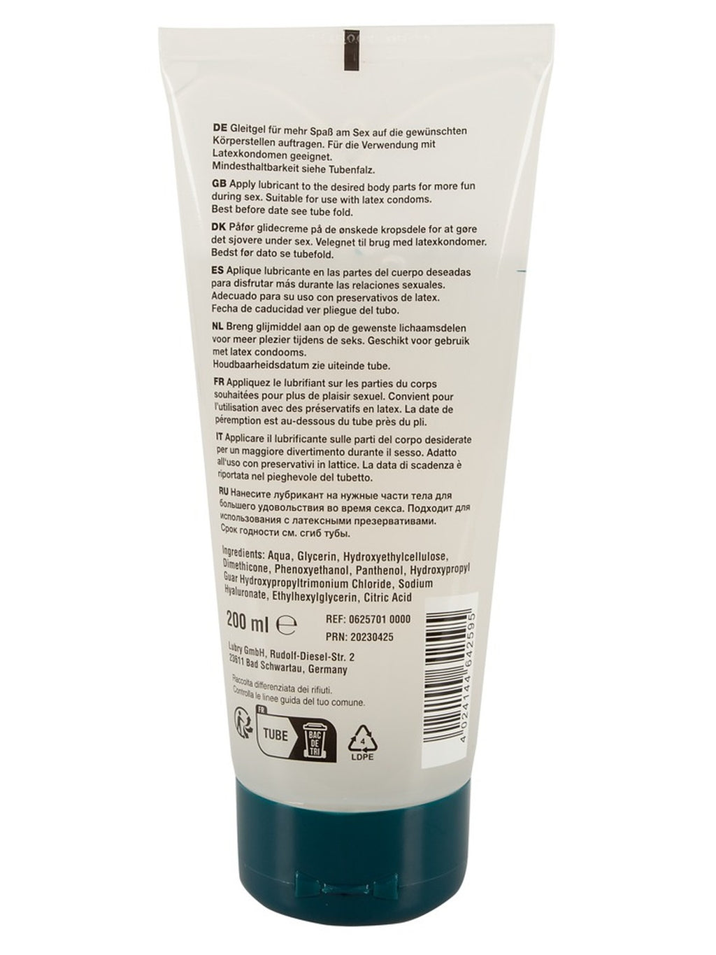 Lubrificante anal com hialurónico e pantenol, 200 ml – Just Glide (foto 2)