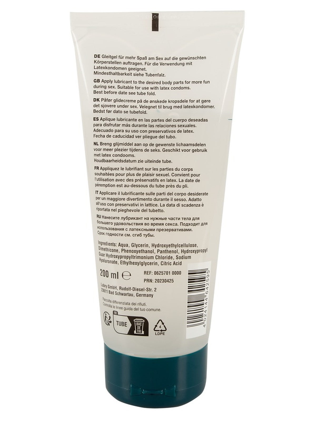 Lubrificante anal com hialurónico e pantenol, 200 ml – Just Glide (foto 2)