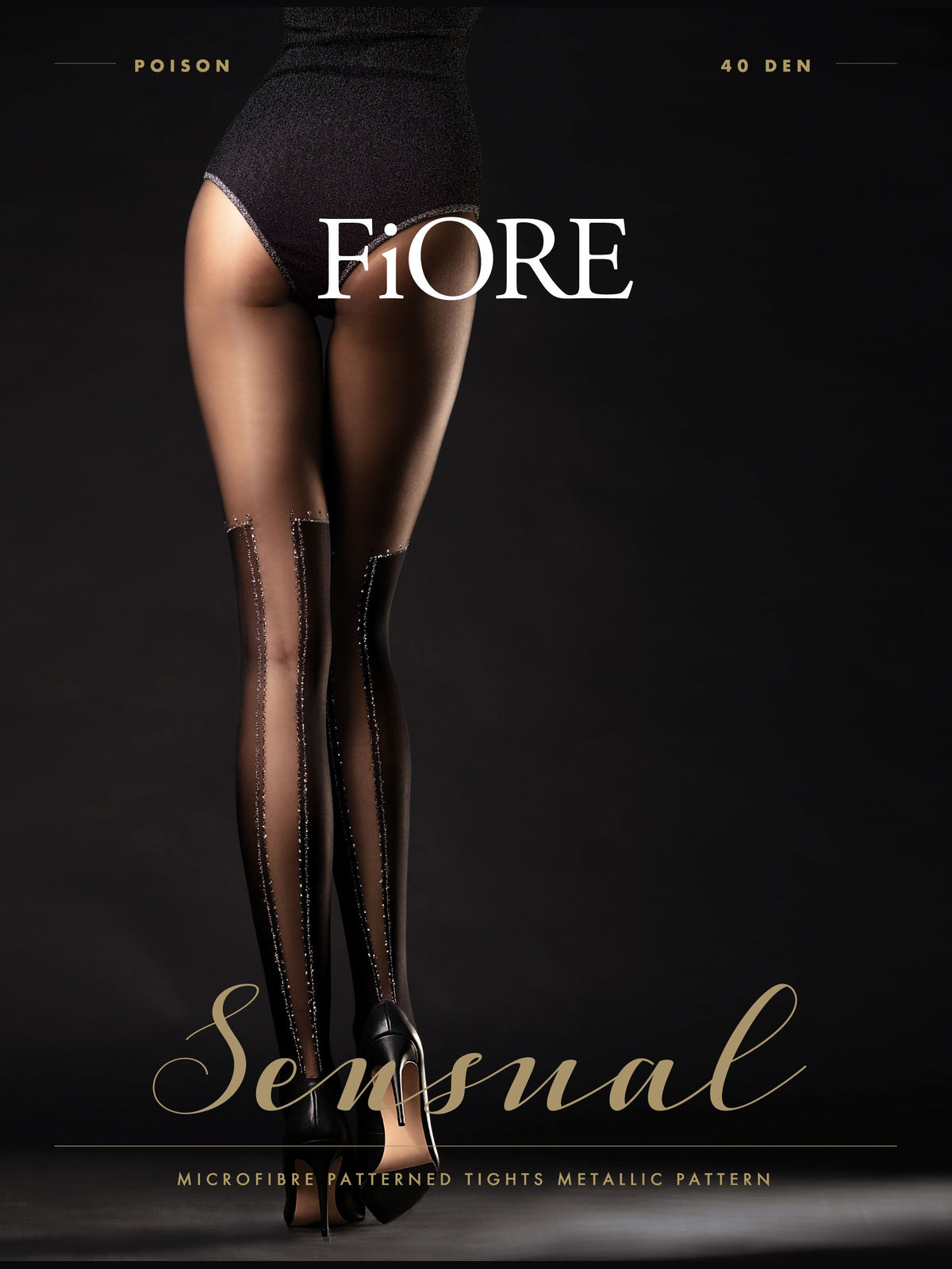 Sensual Microfibre Patterned Tights Metallic Pattern - Black (foto 3)