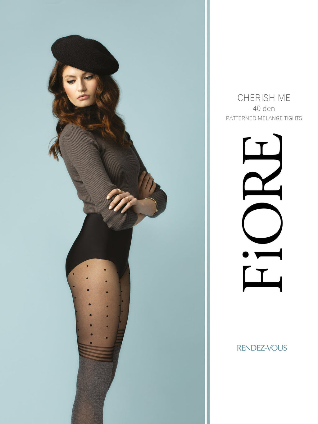 Patterned Melange Tights - Cherish Me - Black (foto 3)