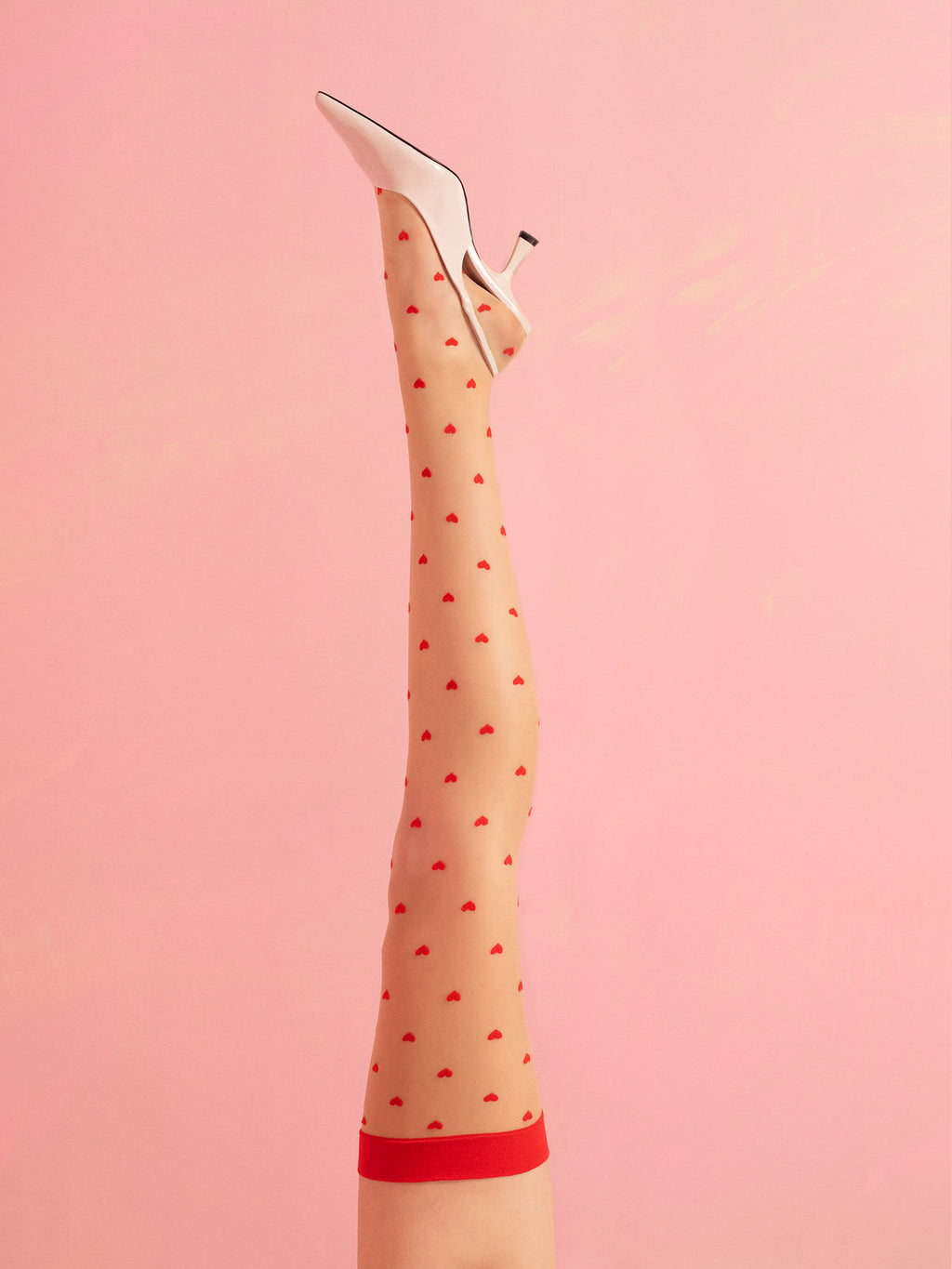 Patterned Stockings - Love Bosster - Red/Nude (foto 2)