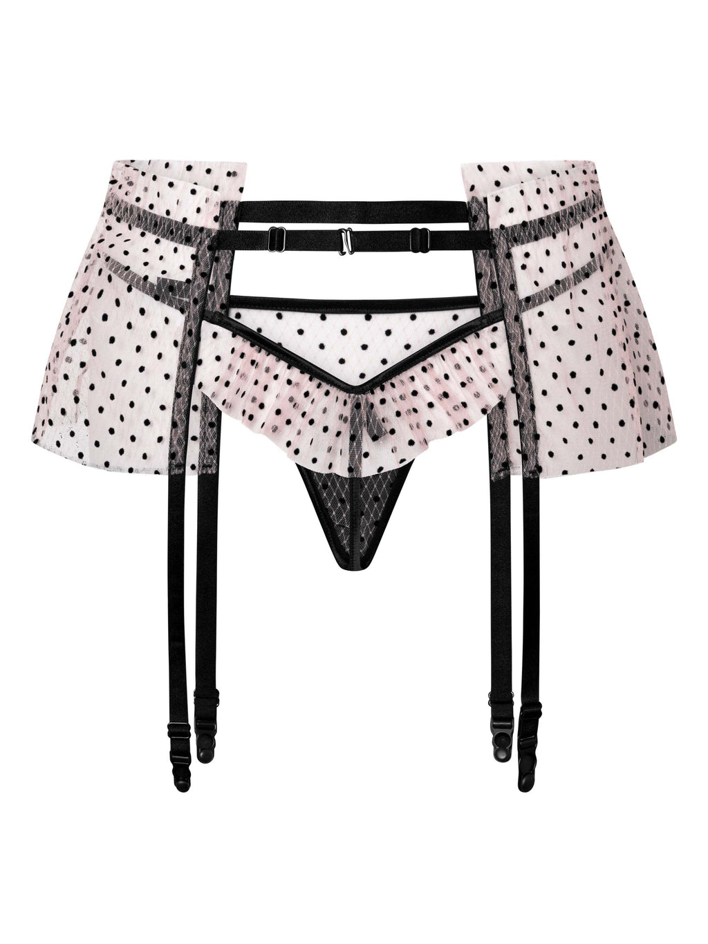 Cinto de ligas com saia de tule às bolinhas – Rosa pó · Dust