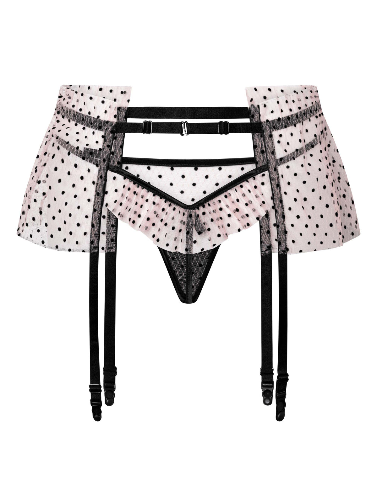 Cinto de ligas com saia de tule às bolinhas – Rosa pó · Dust