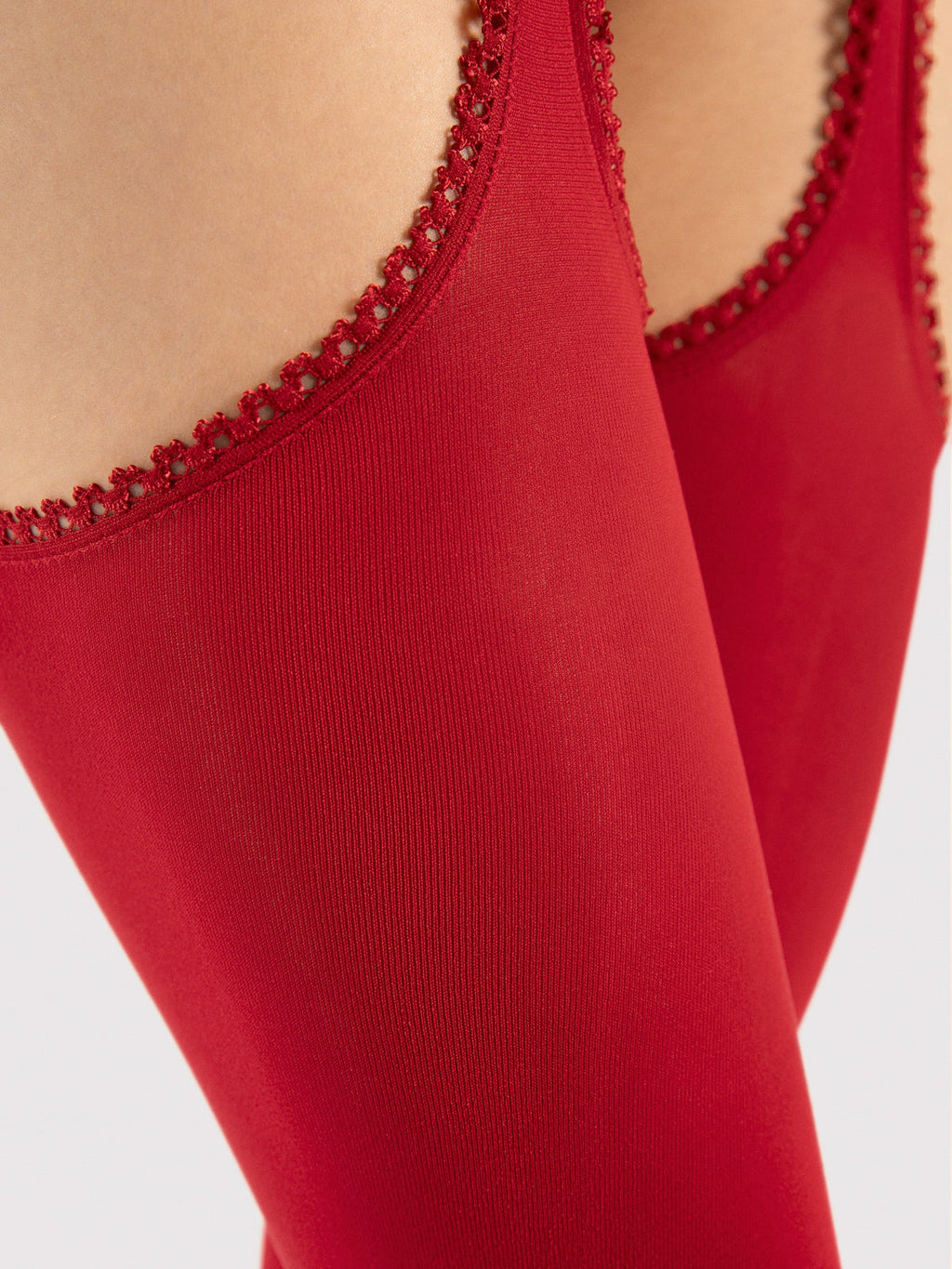 Sensual Microfibre Suspende Tights - Red (foto 7)