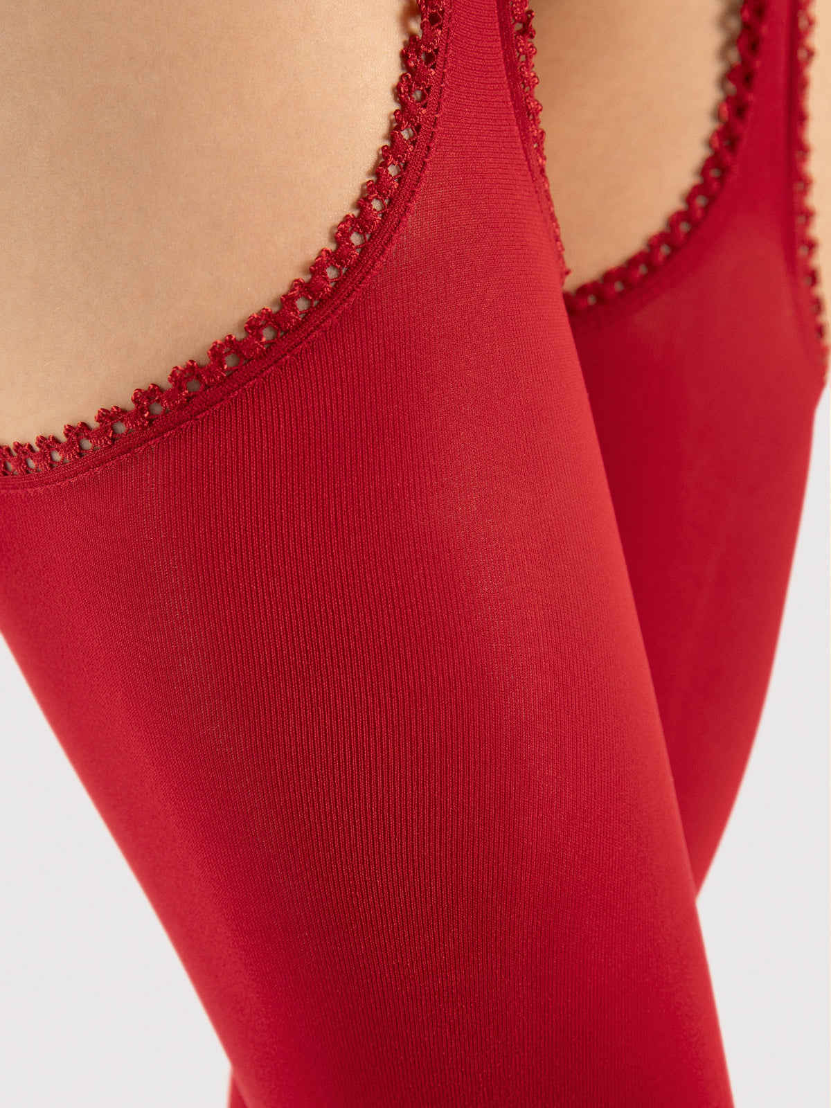 Sensual Microfibre Suspende Tights - Red (foto 7)