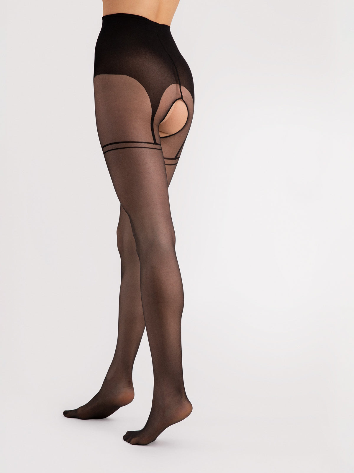 Collants com cinta-liga integrada, 20 den – Preto · Delight