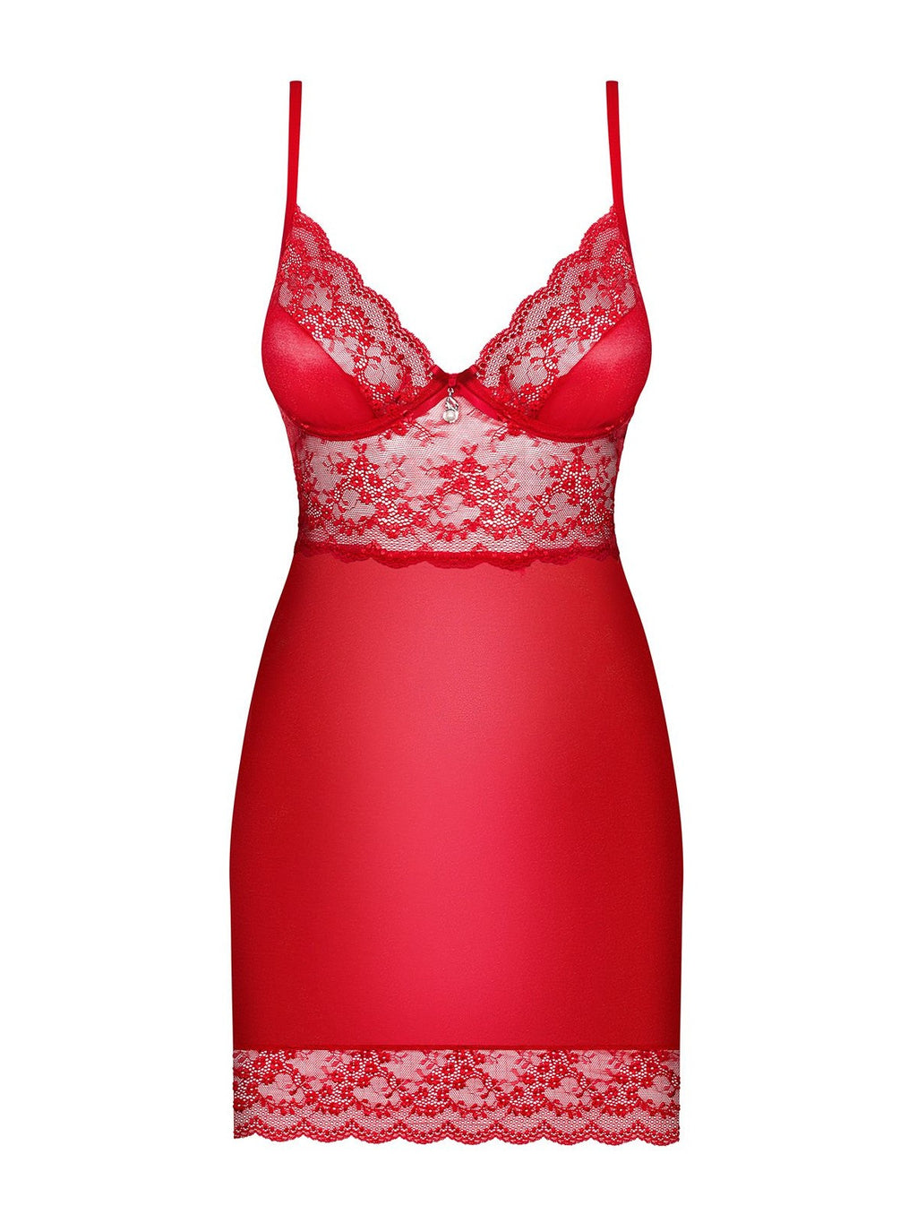 Camisa de noite e tanga em cetim e renda – Vermelho · Lovica (foto 3)