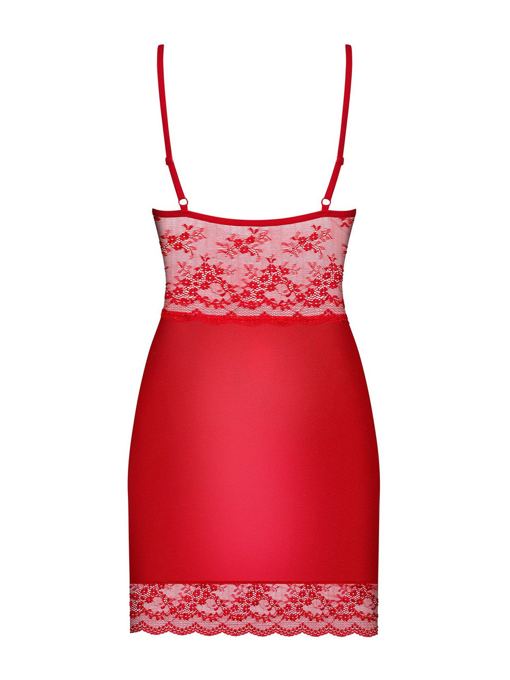 Camisa de noite e tanga em cetim e renda – Vermelho · Lovica (foto 4)