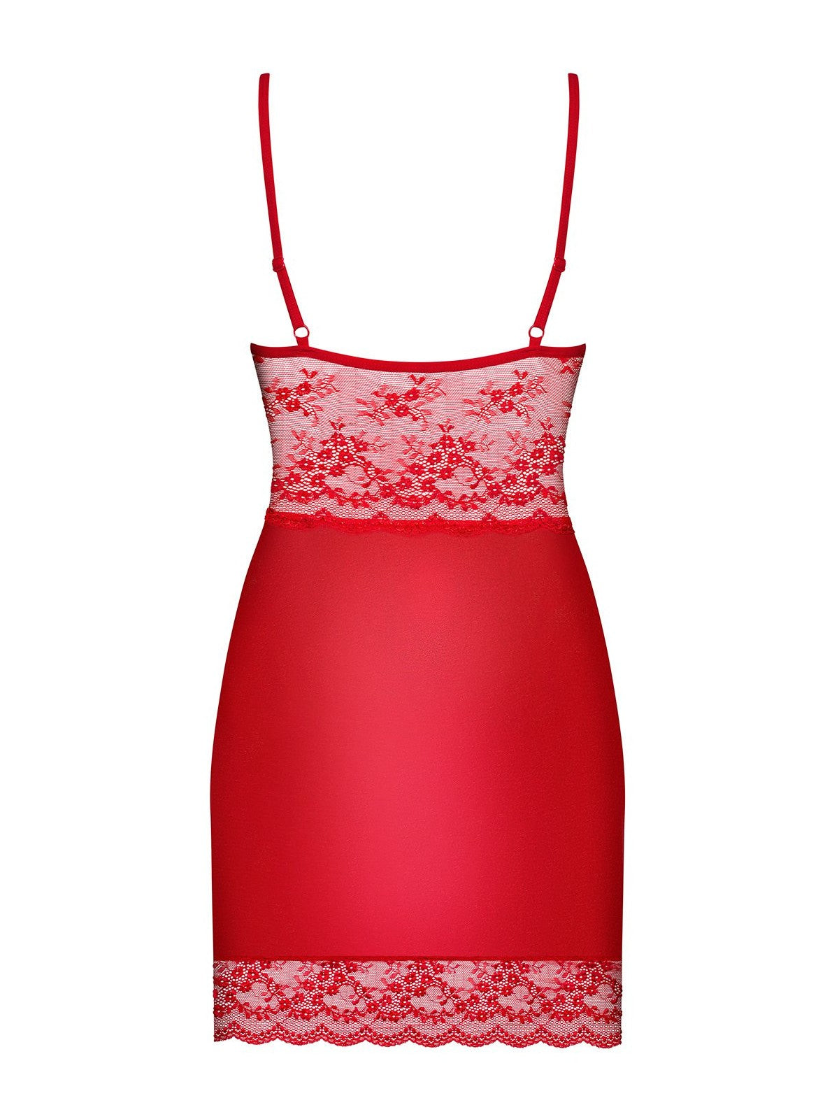 Camisa de noite e tanga em cetim e renda – Vermelho · Lovica (foto 4)