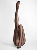 Collants de rede com costura decorada – Preto · Luciana