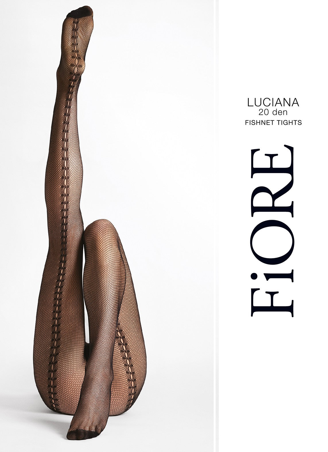 Collants de rede com costura decorada – Preto · Luciana