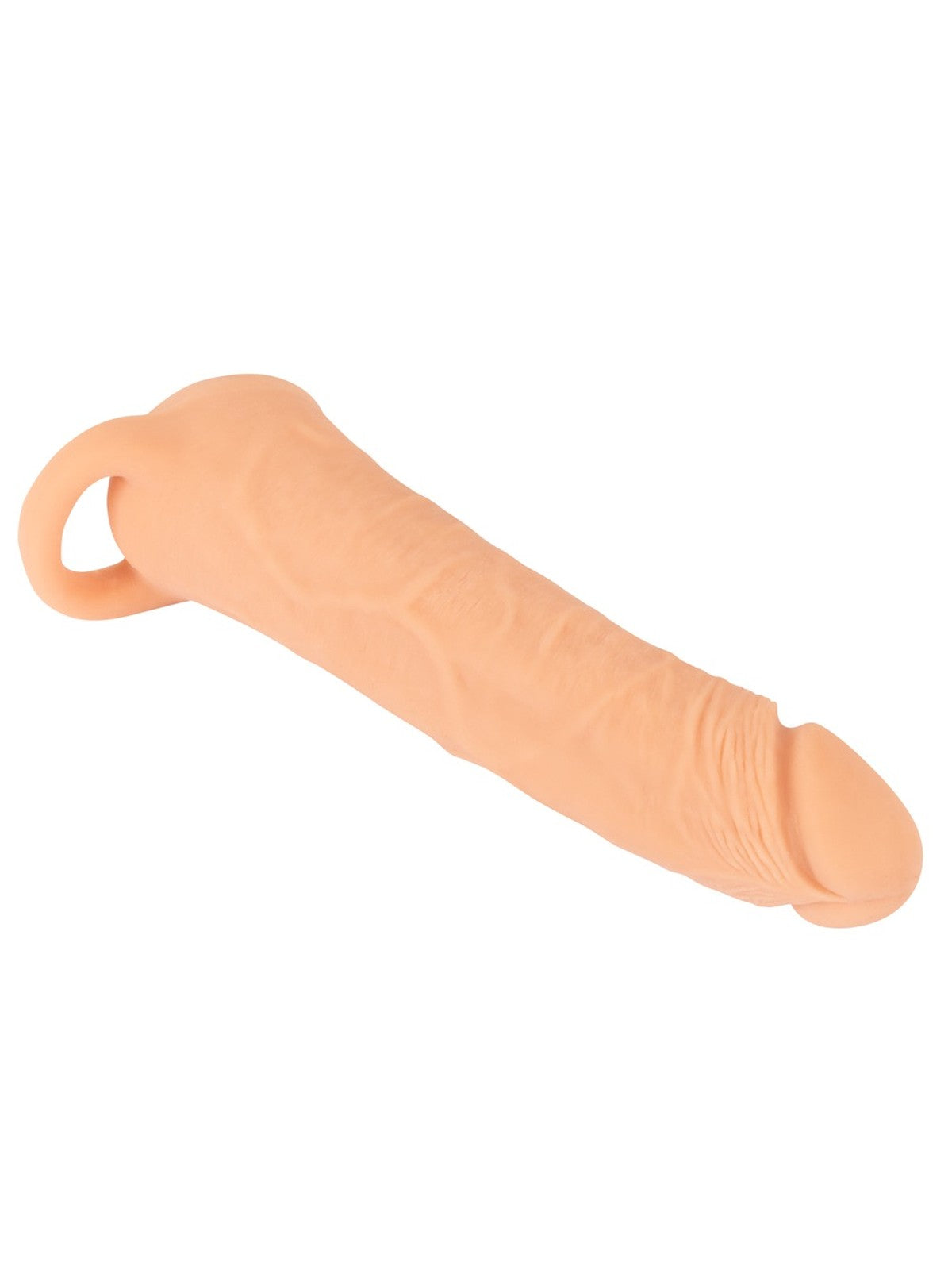 Bainha de extensão e masturbador 2 em 1 com anel testicular, 23,8 cm – Pele clara · Nature Skin (foto 2)