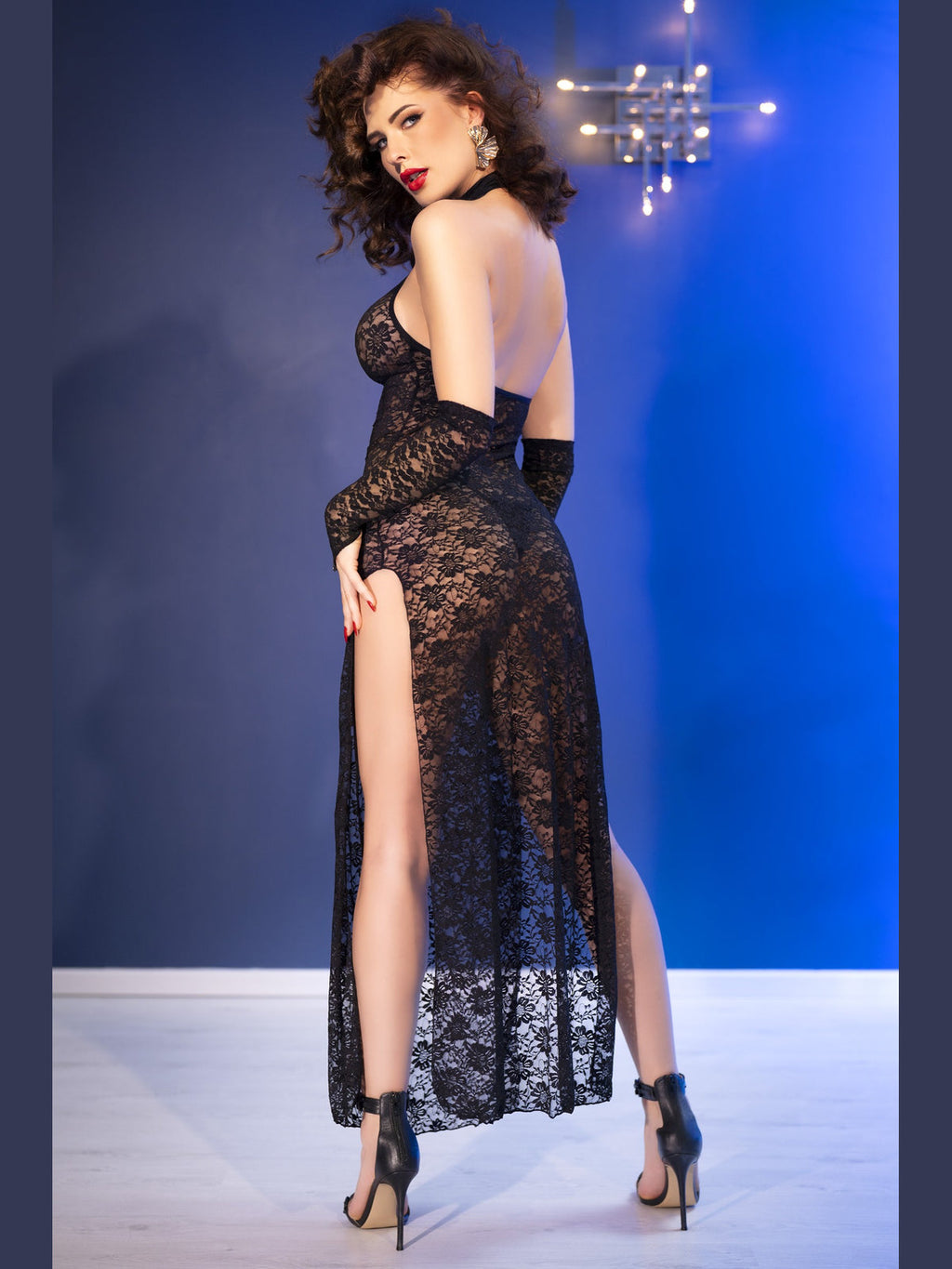 Vestido Comprido com calcinha fio dentral e Luvas - Red (foto 10)