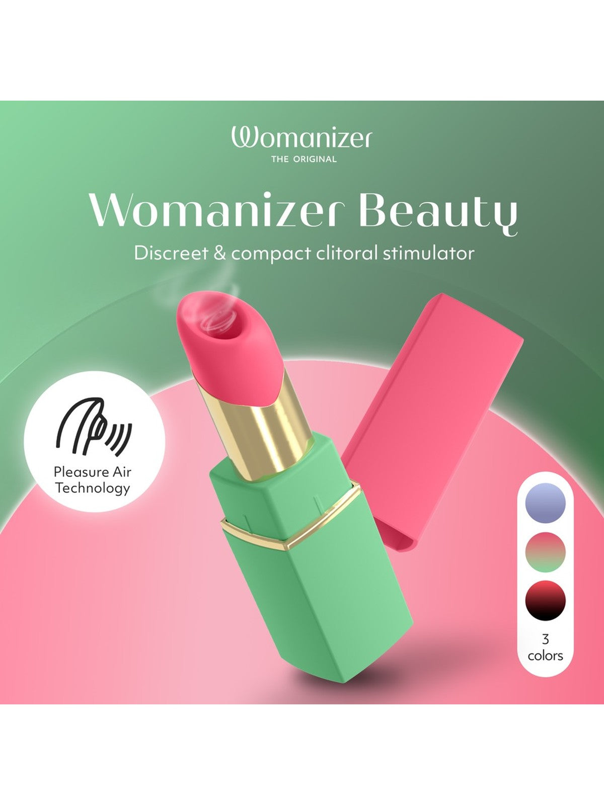 Estimulador de clítoris por ondas de ar, 6 intensidades, formato batom – Verde · Womanizer Beauty (foto 5)