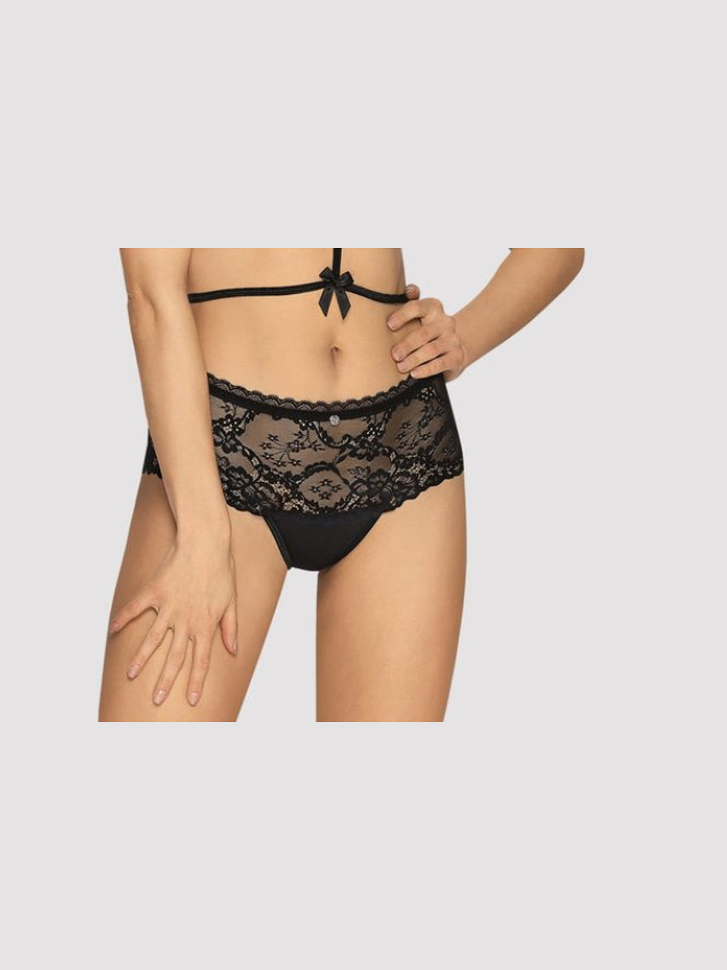 Cuecas de renda com cós transparente – Preto · Raquelia