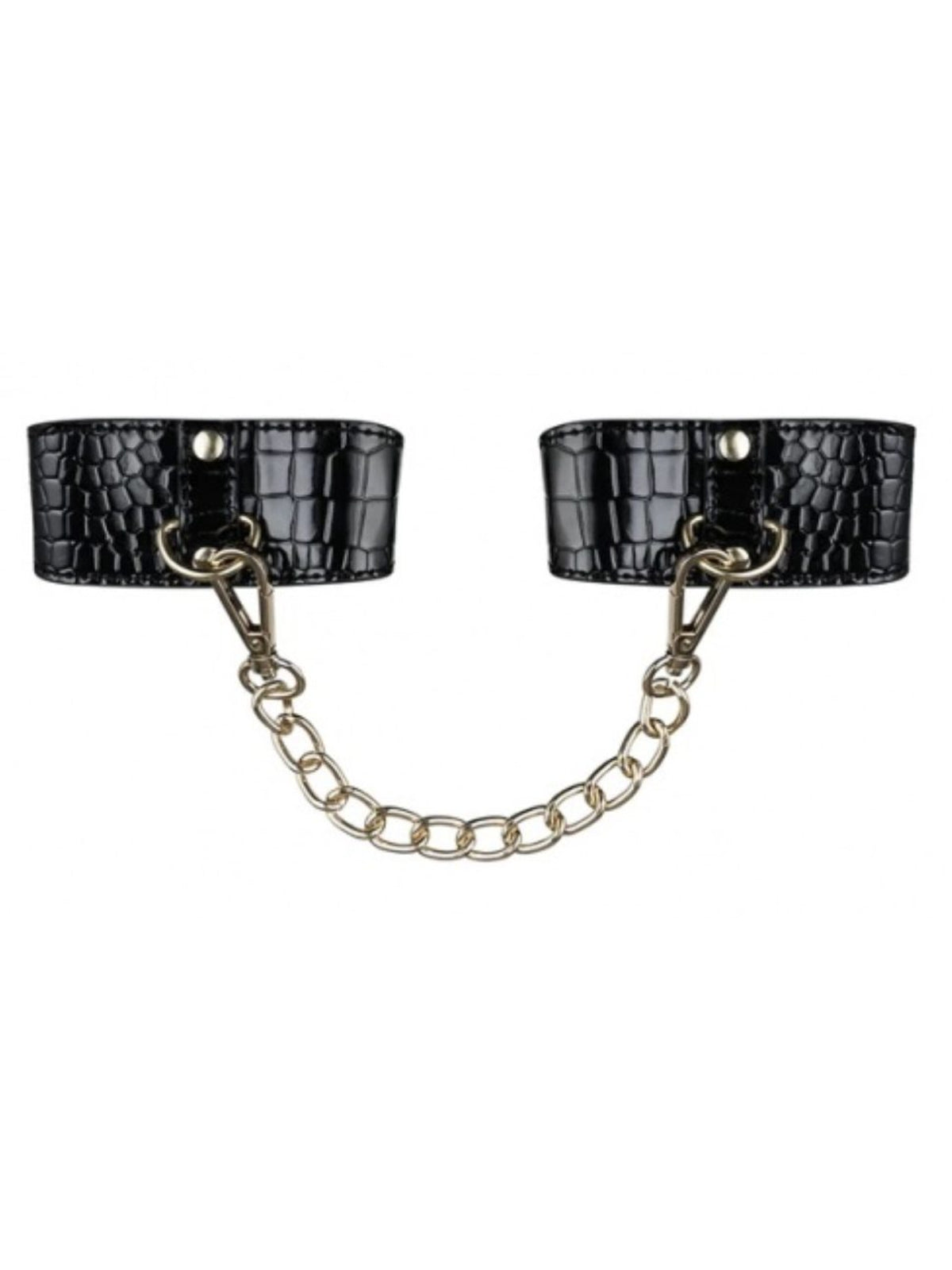 Algemas em verniz efeito crocodilo com corrente – Preto · Obsessive