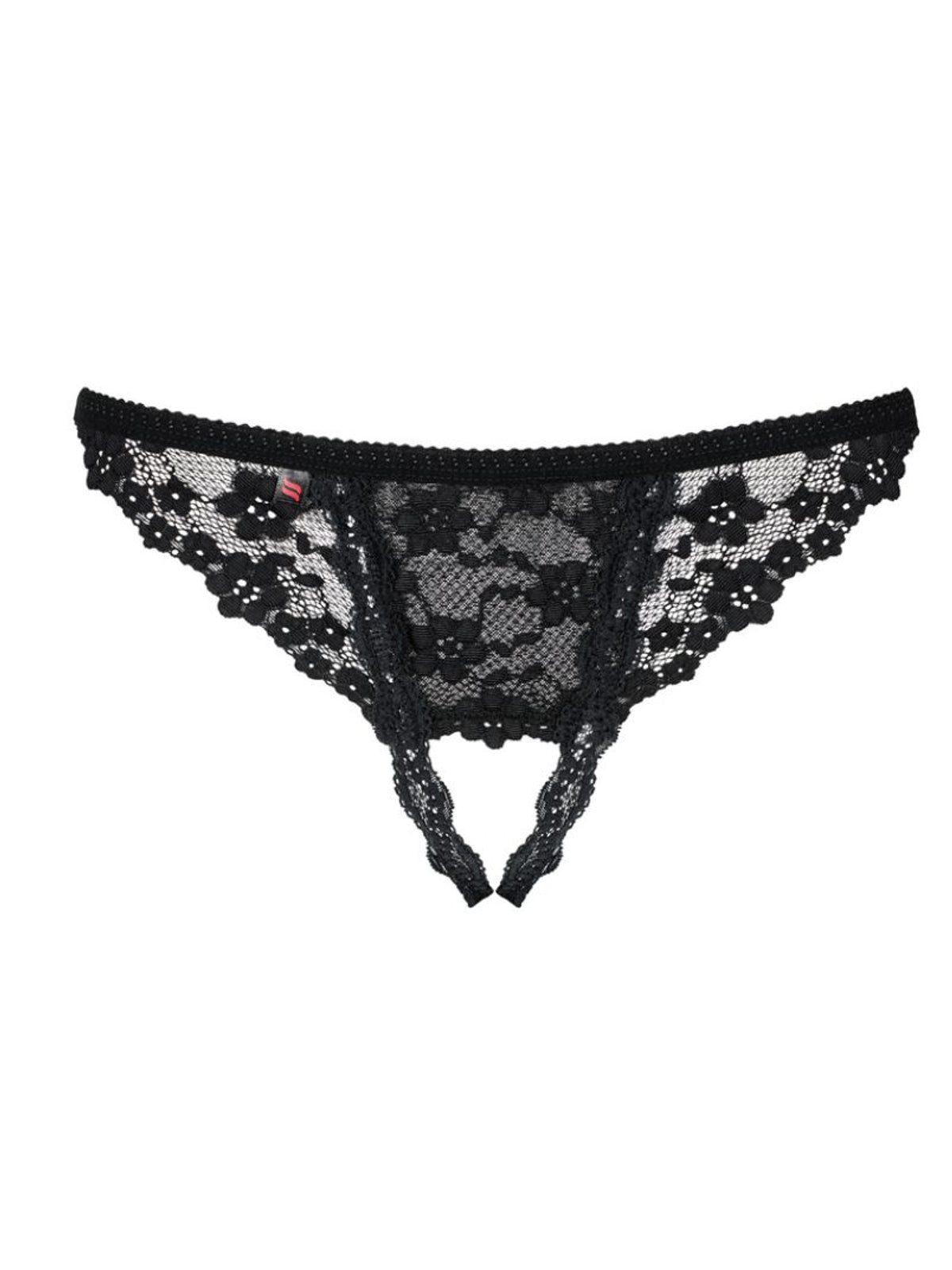 Cueca de fio dental com Renda - Preta