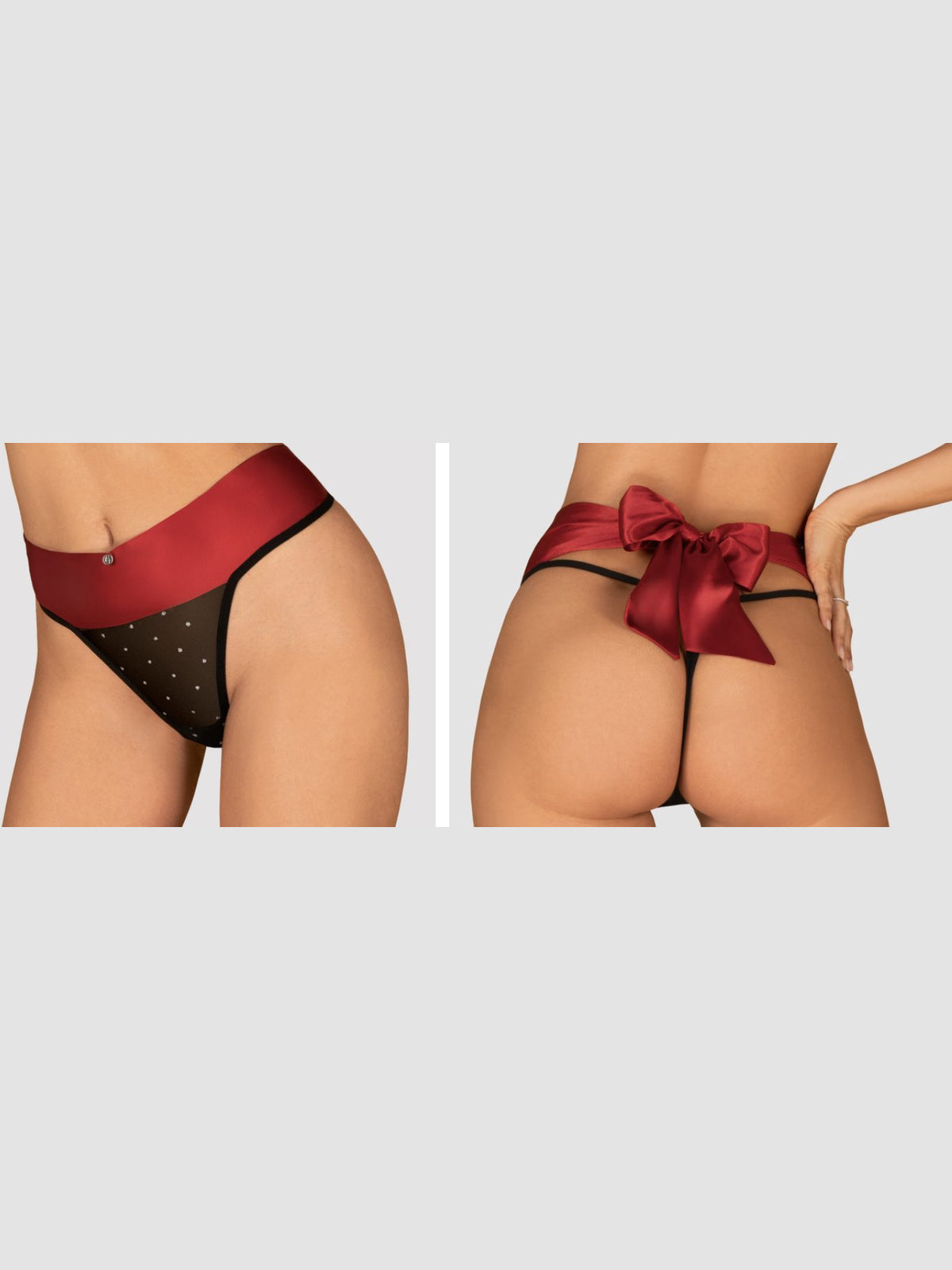 Cuecas Pretas fio dental com Laço Vermelho