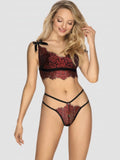 Conjunto 2 peças - Soutien e Cueca - Preta com renda vinho