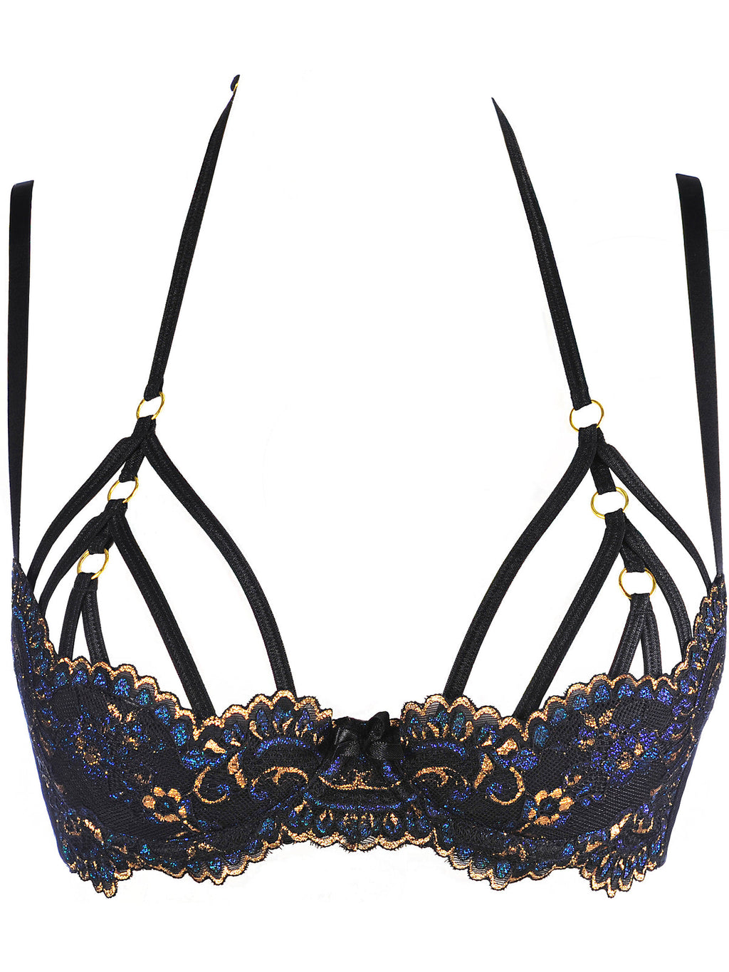 Sutien Sexy Line - Valley of Sensations - Azul preto e Dourado (foto 3)