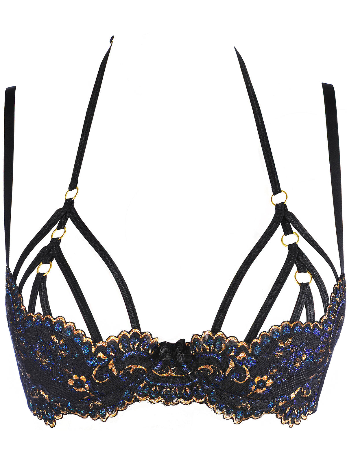 Sutien Sexy Line - Valley of Sensations - Azul preto e Dourado (foto 3)
