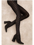 3D Patterned Tights - Black Chance - Black