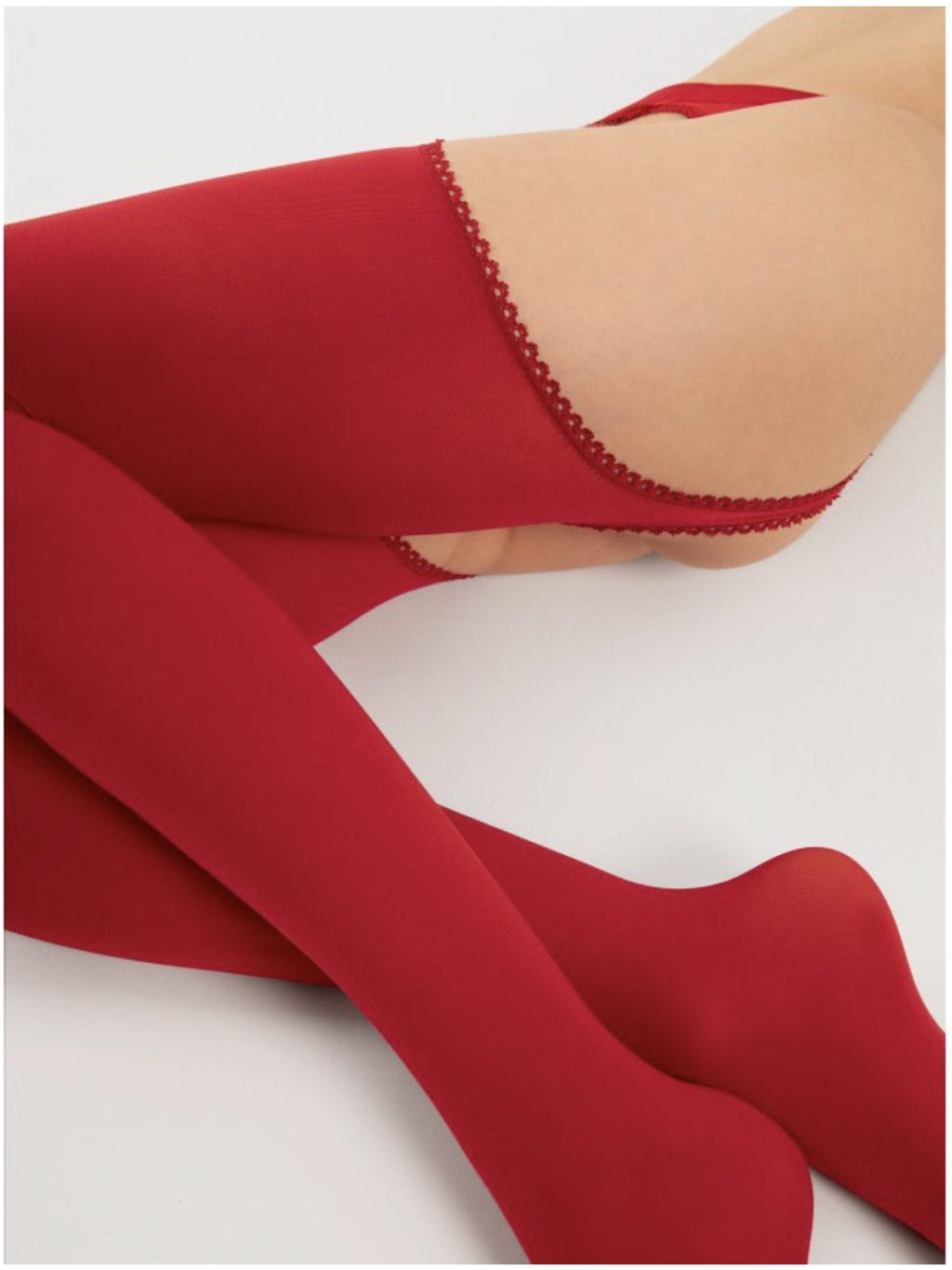 Sensual Microfibre Suspende Tights - Red