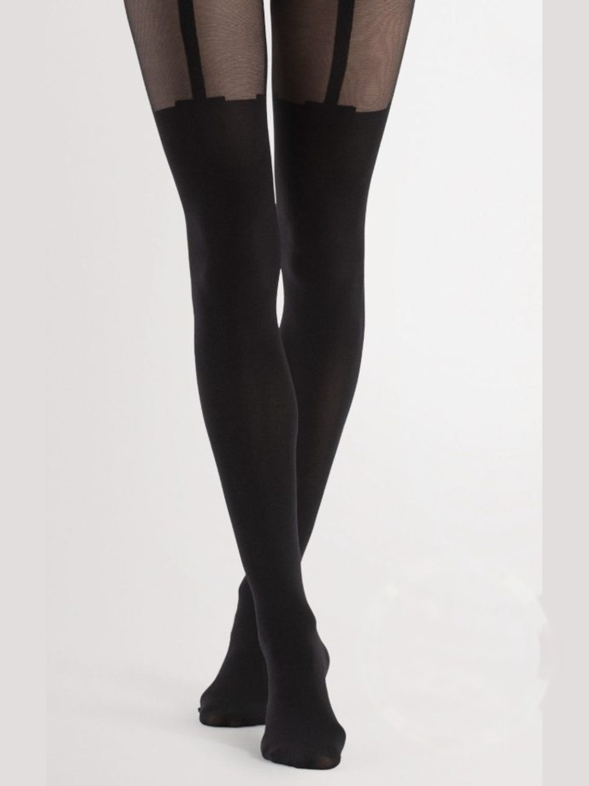 Collants efeito meia alta – Preto