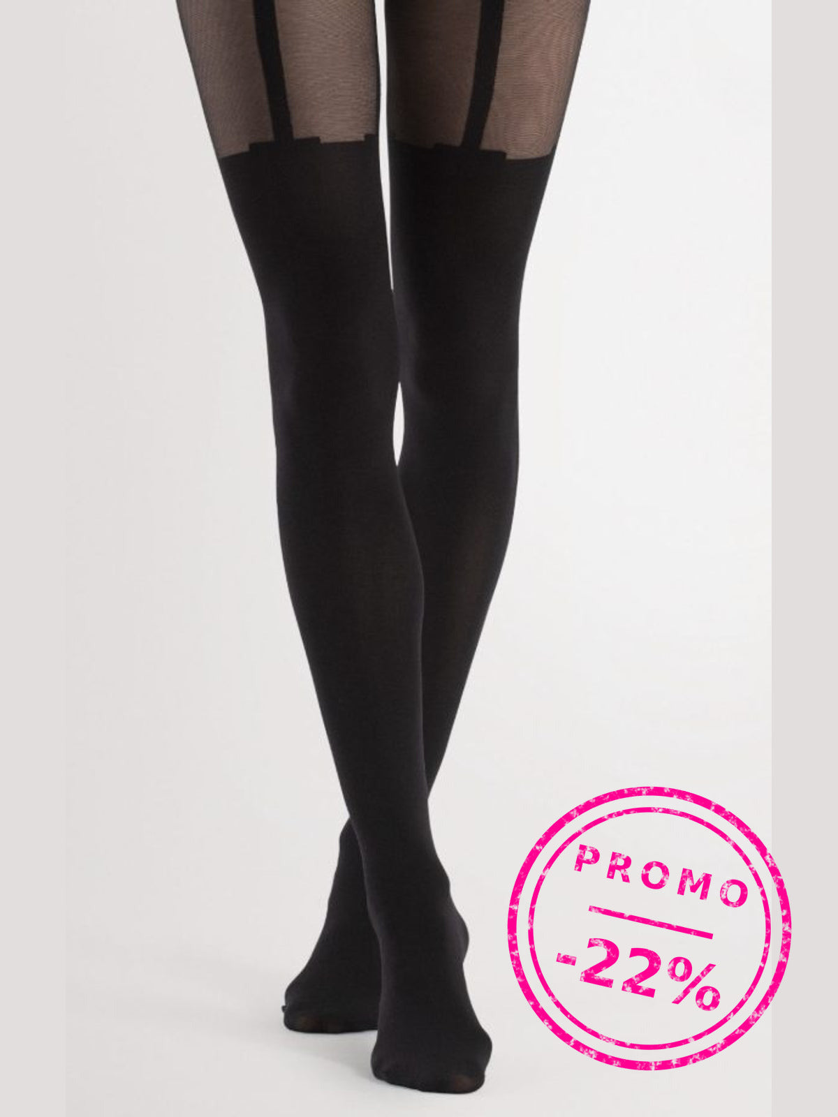 Collants efeito meia alta – Preto