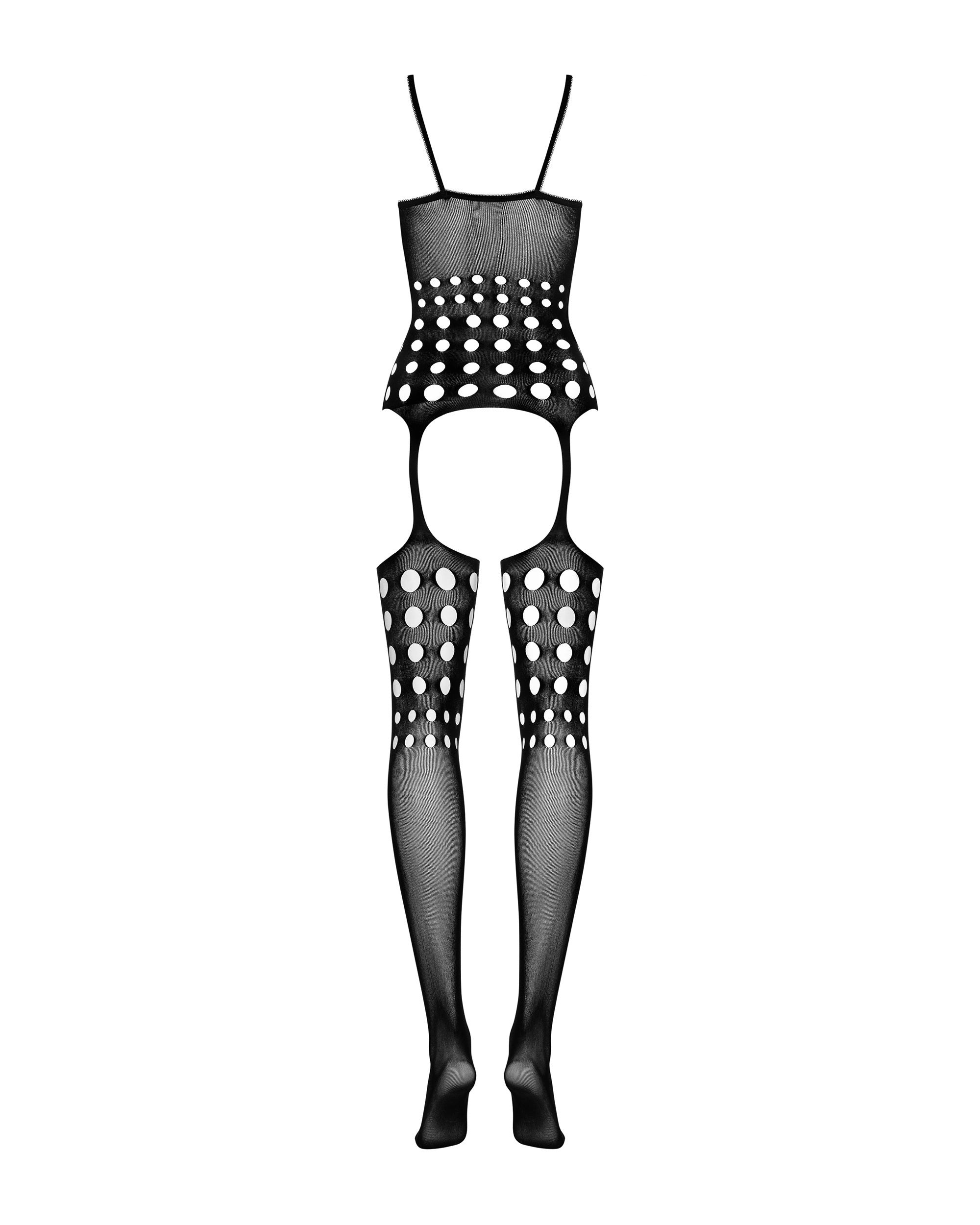 Bodystocking Obsessive G310 – desenho da peça vista de TRÁS, esticada: costas lisas e abertura entre as pernas