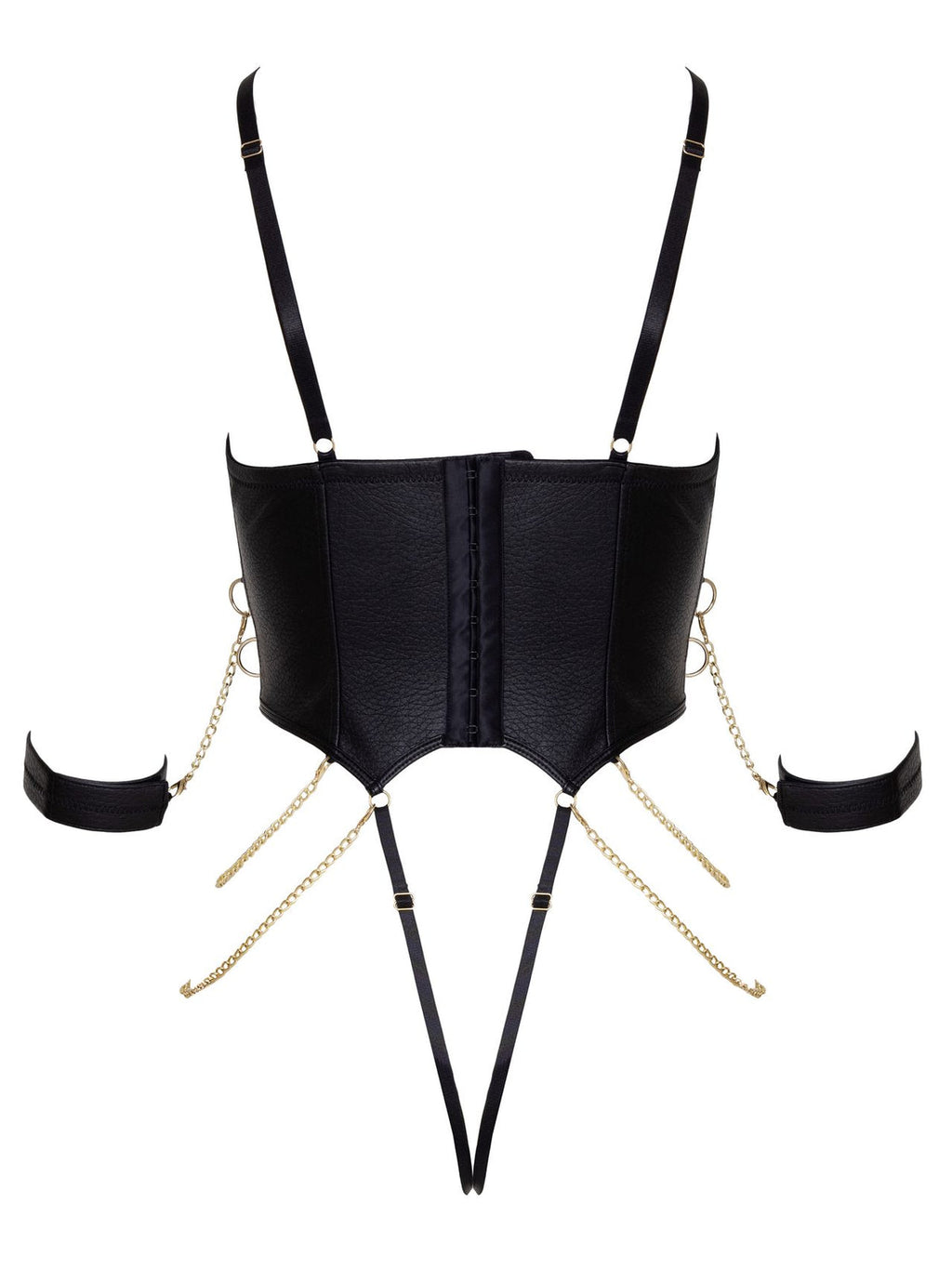 Body efeito pele com atacadores, taças de abrir, virilha aberta e algemas – Preto · Cottelli BONDAGE (foto 6)