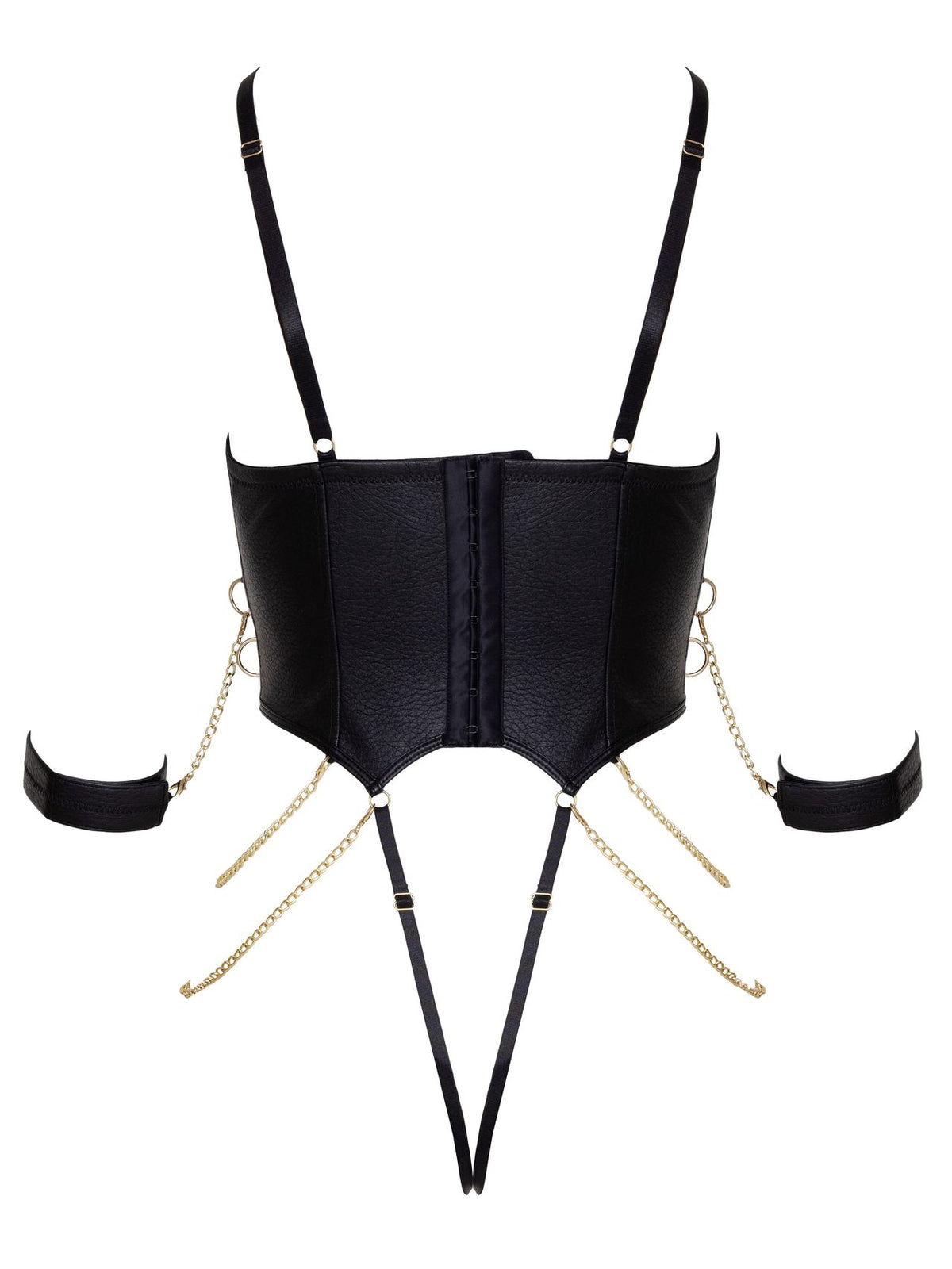 Body efeito pele com atacadores, taças de abrir, virilha aberta e algemas – Preto · Cottelli BONDAGE (foto 6)