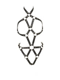 Harness de tiras, peito e virilha abertos, efeito pele – Preto · Bad Kitty