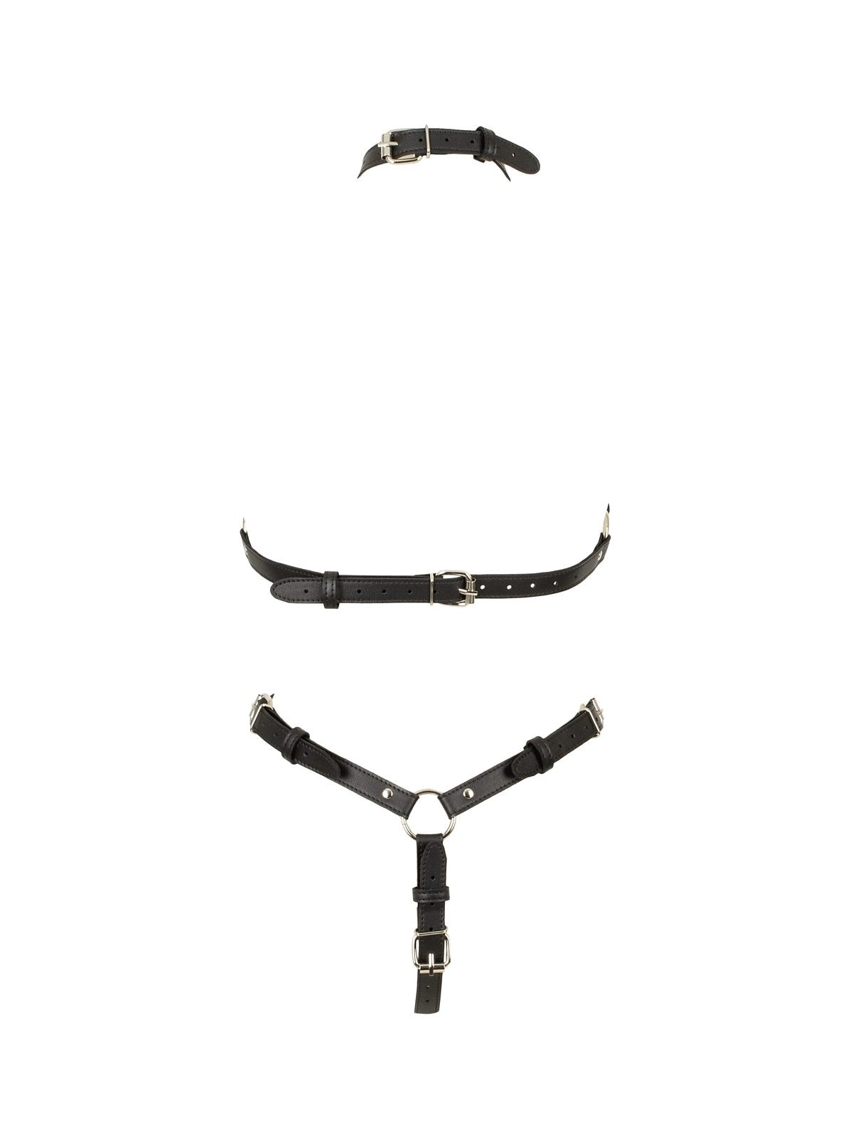 Harness de tiras, peito e virilha abertos, efeito pele – Preto · Bad Kitty (foto 2)