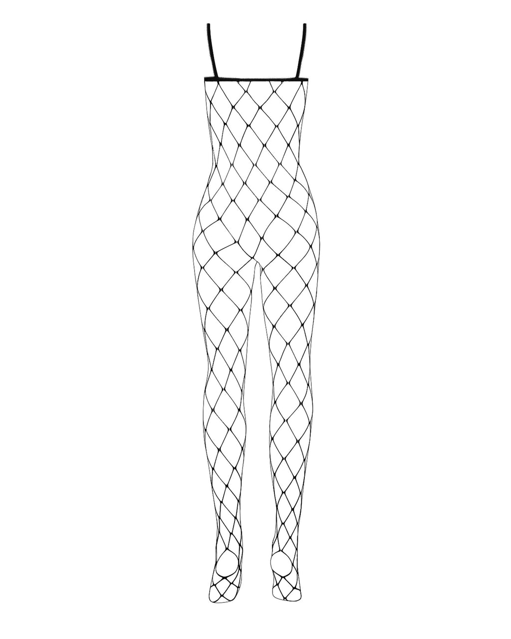Bodystocking Obsessive N102 – desenho da peça vista de TRÁS, esticada, com as costas descobertas