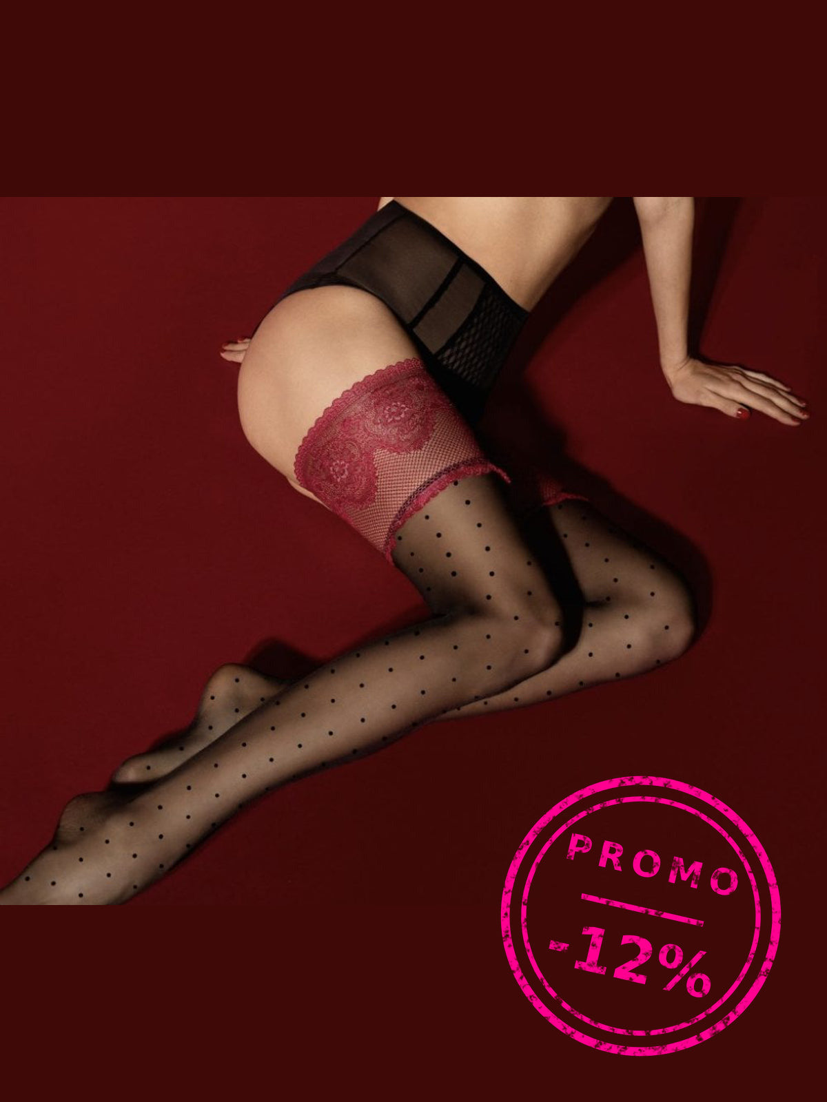 Meias altas – Preto e vermelho · Catherine
