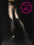 Meias altas brilhantes com costura – Preto