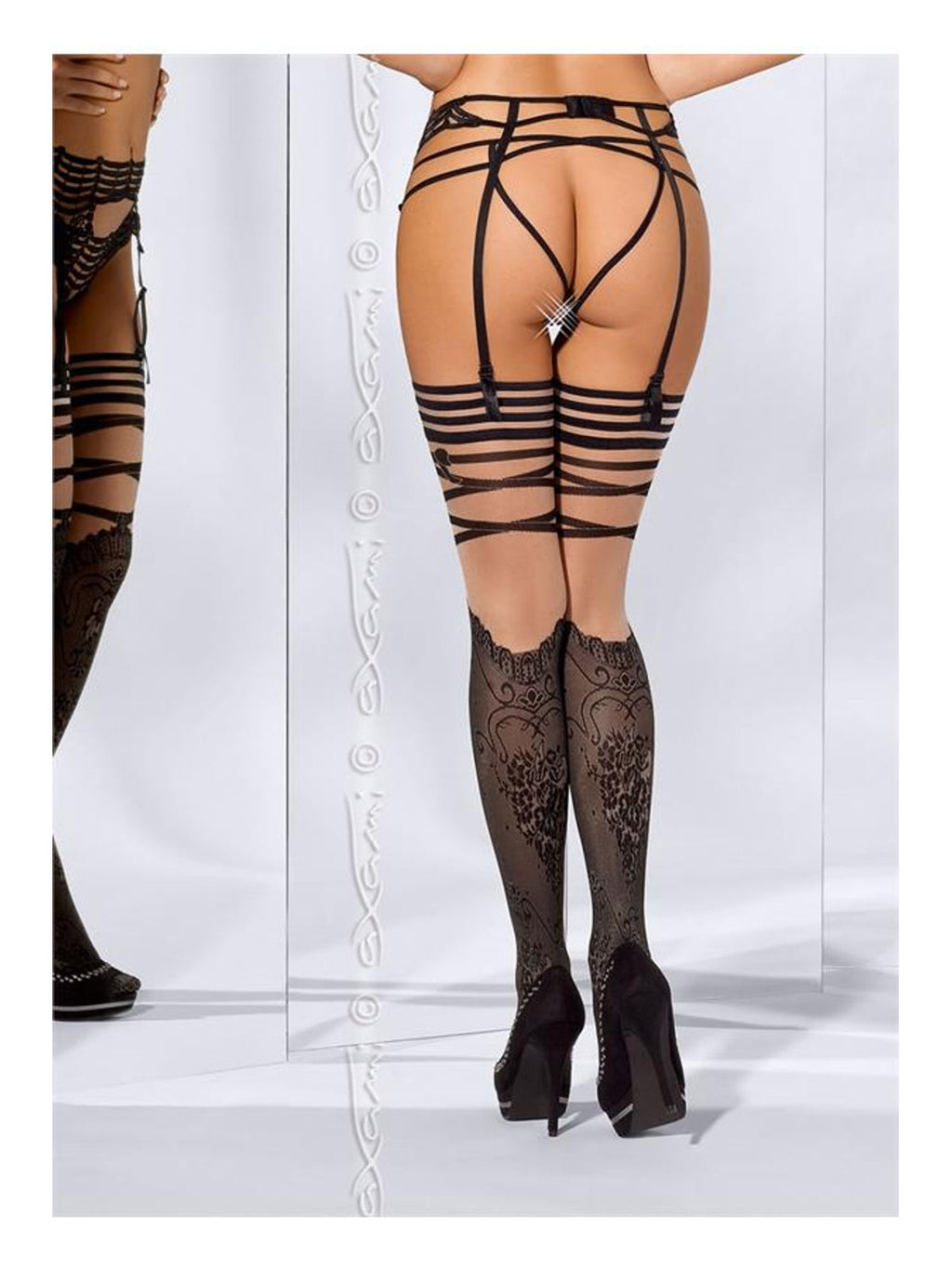 meia de liga – luxury - Preta/Nude (foto 2)