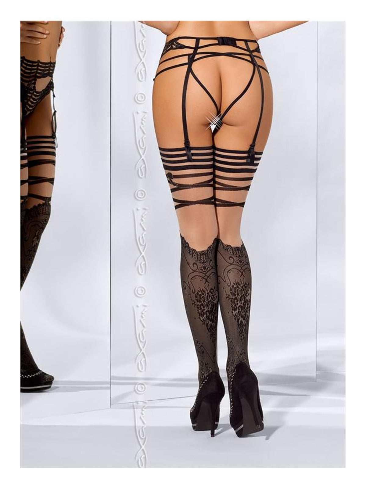 meia de liga – luxury - Preta/Nude (foto 2)