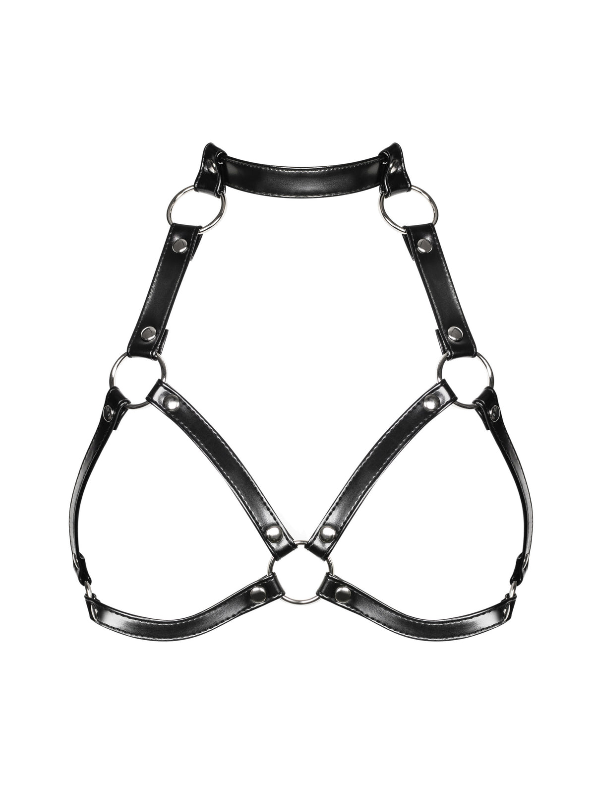 Arnês de peito sem copas com choker – Preto · Obsessive A740, a peça