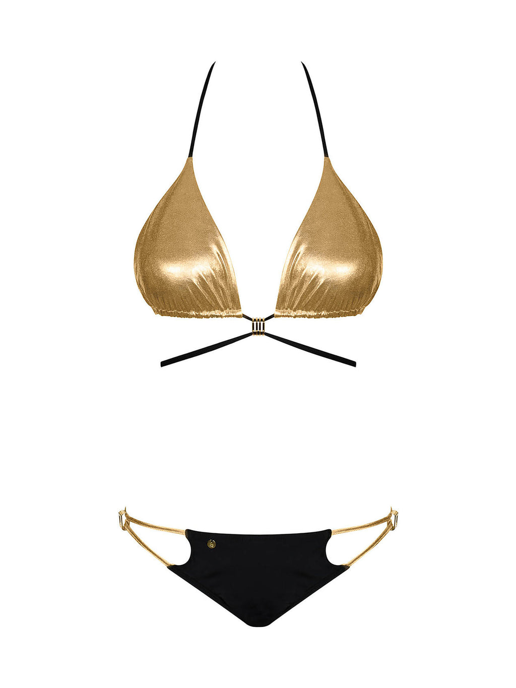 Bikini Obsessive Goldivia – as duas peças fotografadas em separado, soutien e cuecas