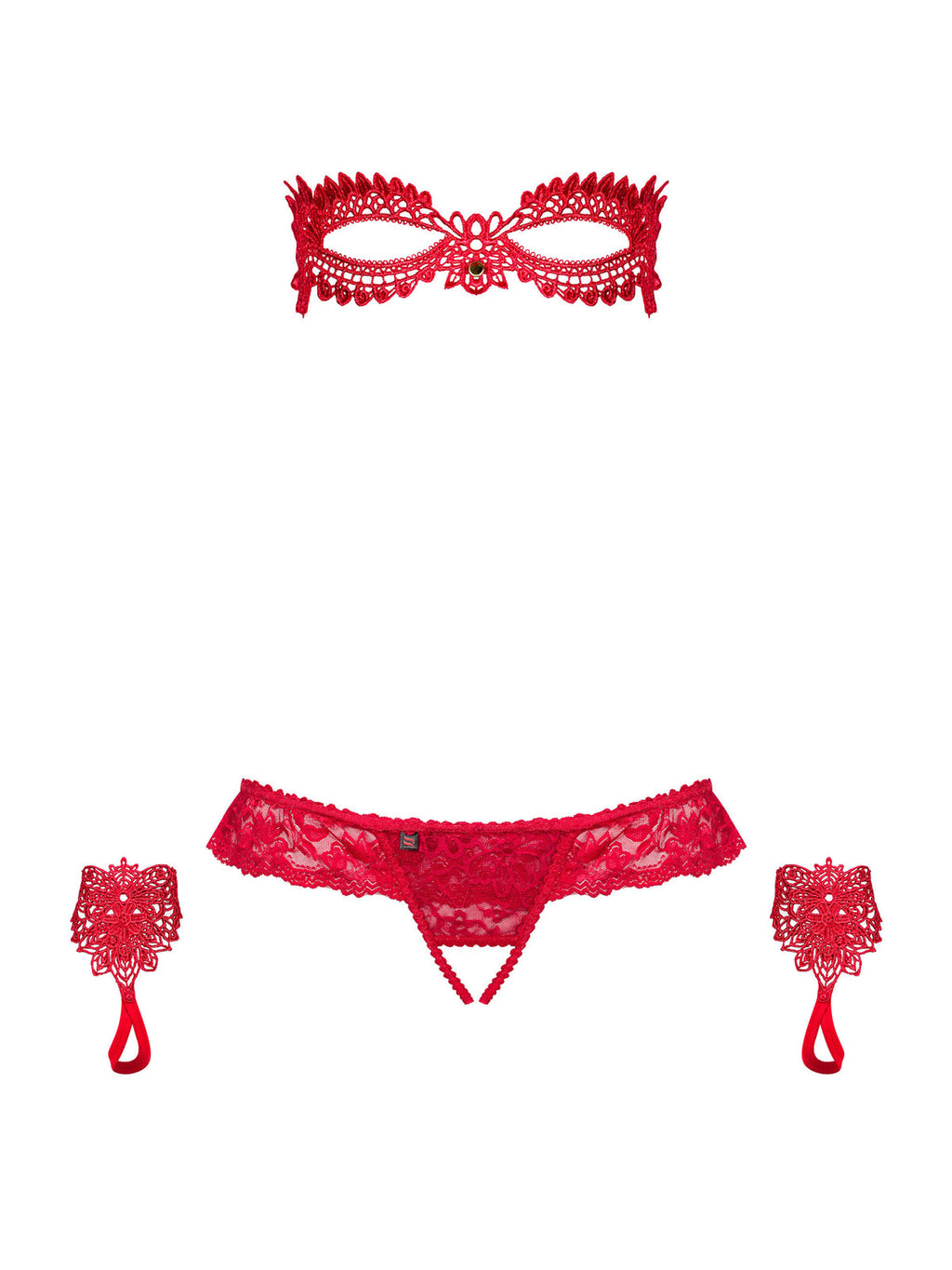 Conjunto 3 peças - Tanga, Luvas e Máscaras - Vermelho (foto 2)