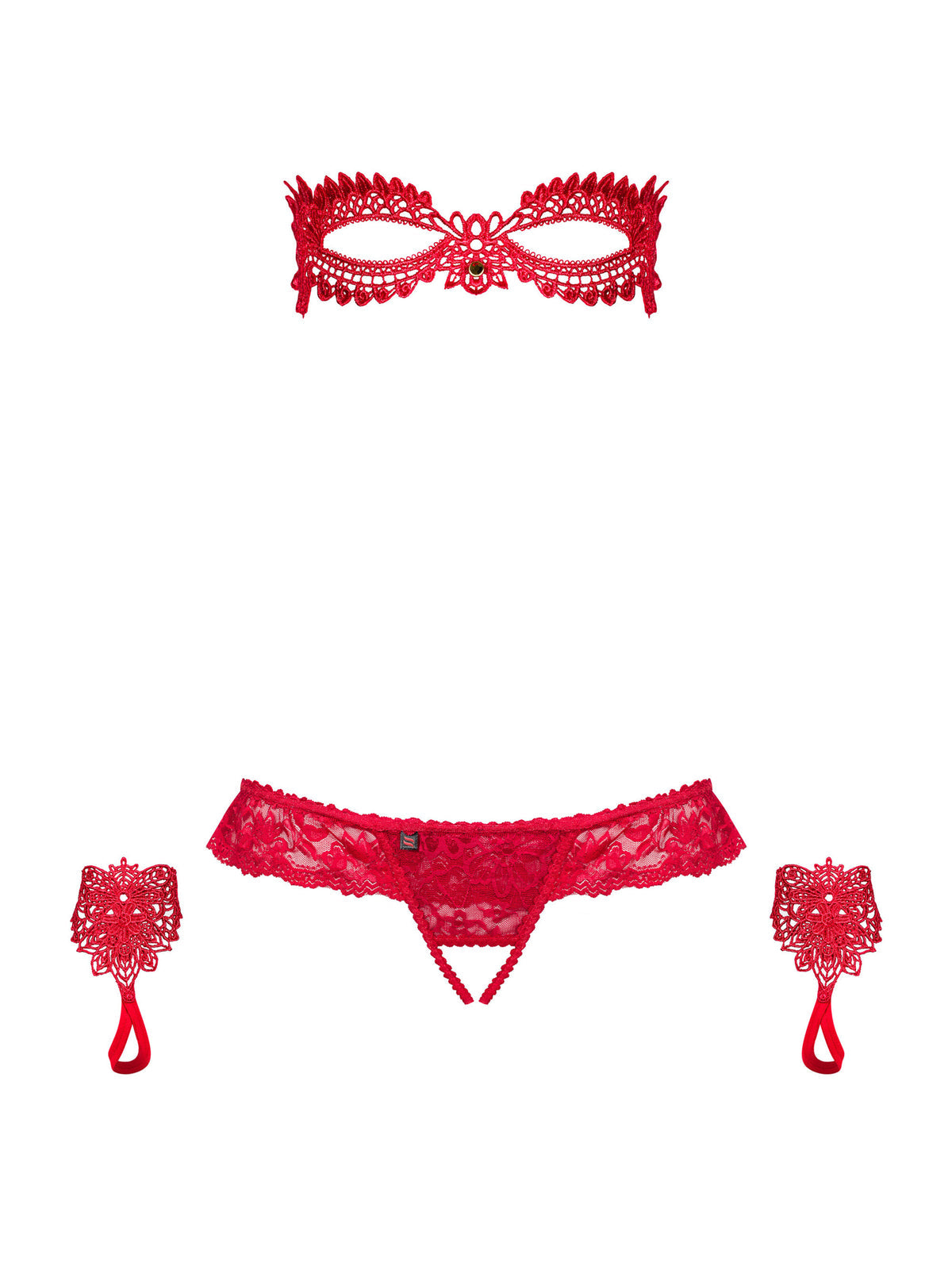 Conjunto 3 peças - Tanga, Luvas e Máscaras - Vermelho (foto 2)