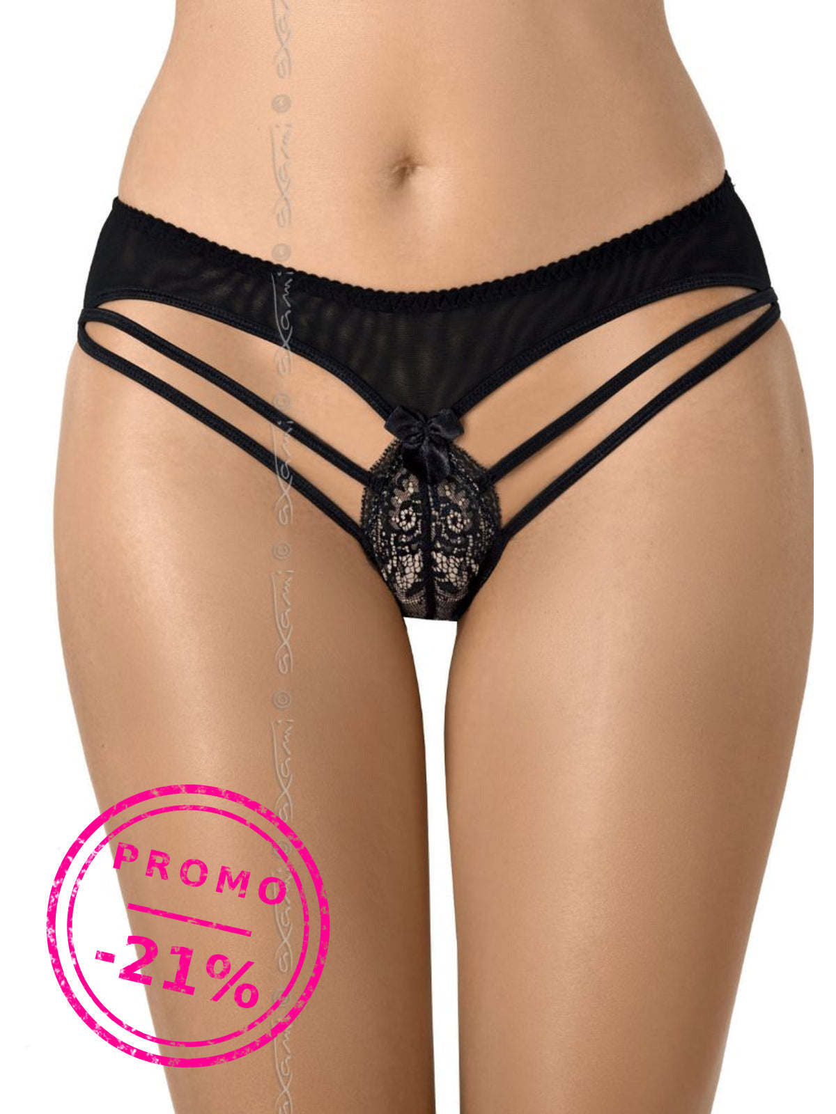 Cuecas de tiras duplas com renda – Preto e bege