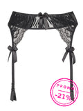 Cinto de ligas de renda Plus Size – Preto com bordado dourado (XXL)